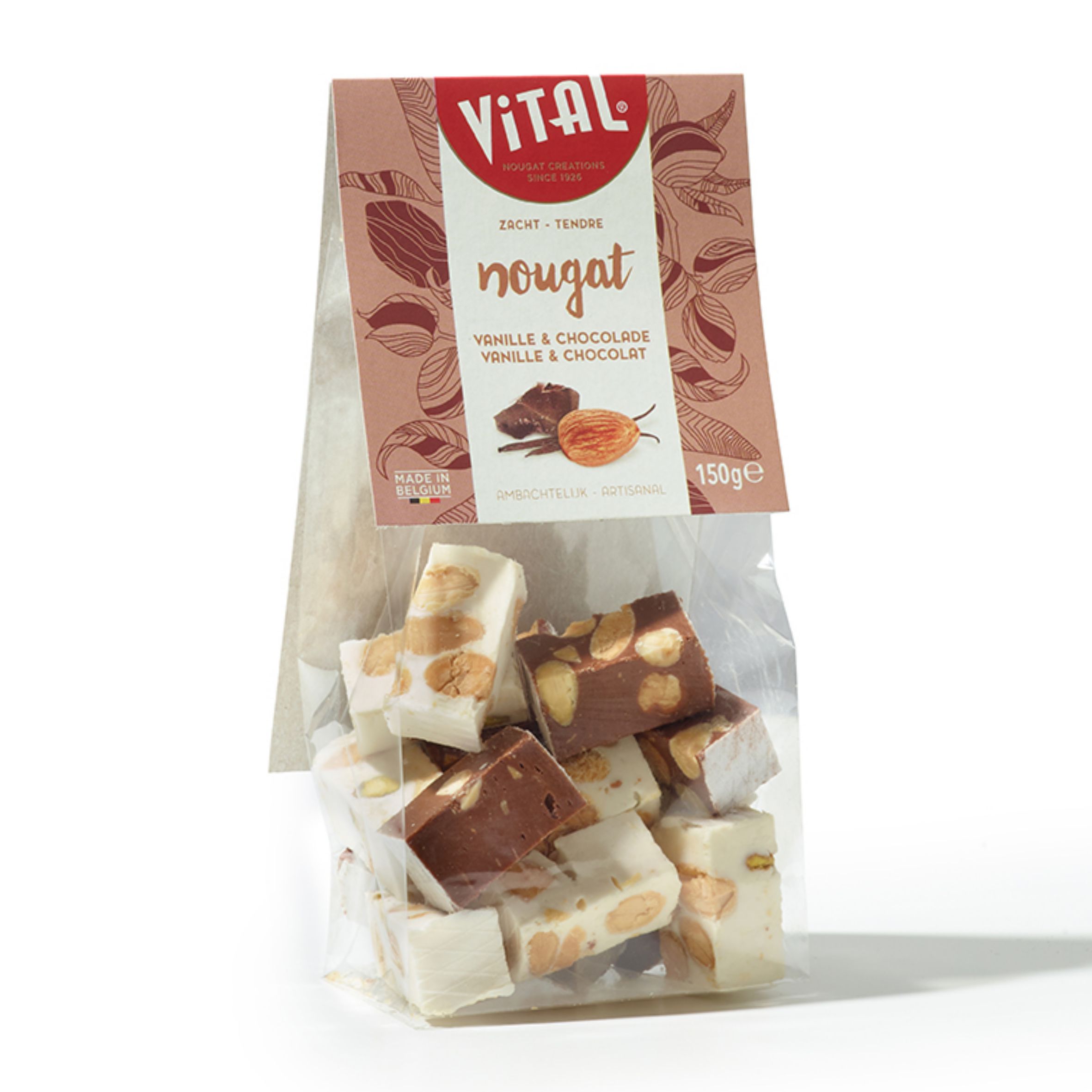 Zakje 150g zachte nougat, mix vanille en chocolade