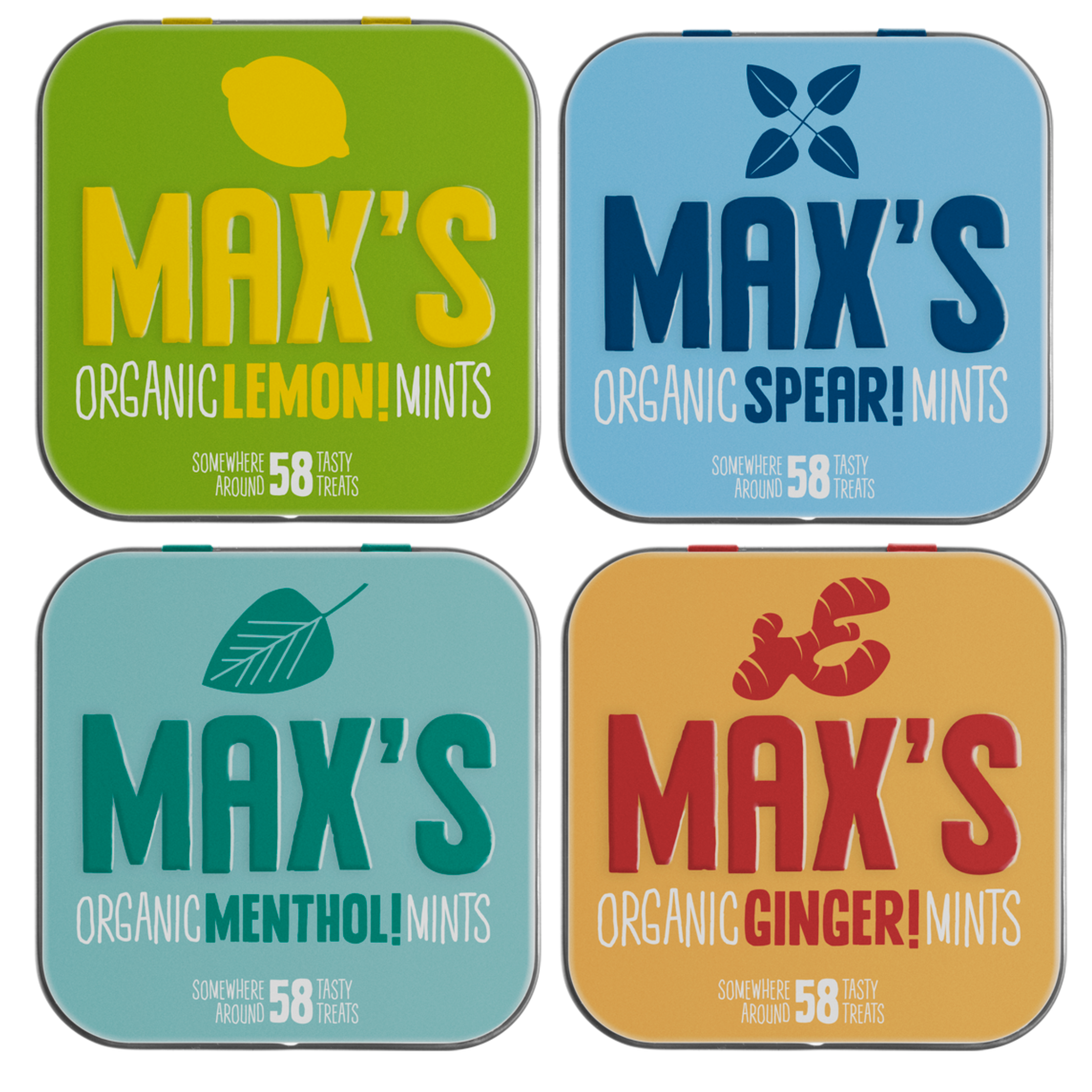Max's Organic Mints - Set van 4 doosjes muntjes in verschillende smaken