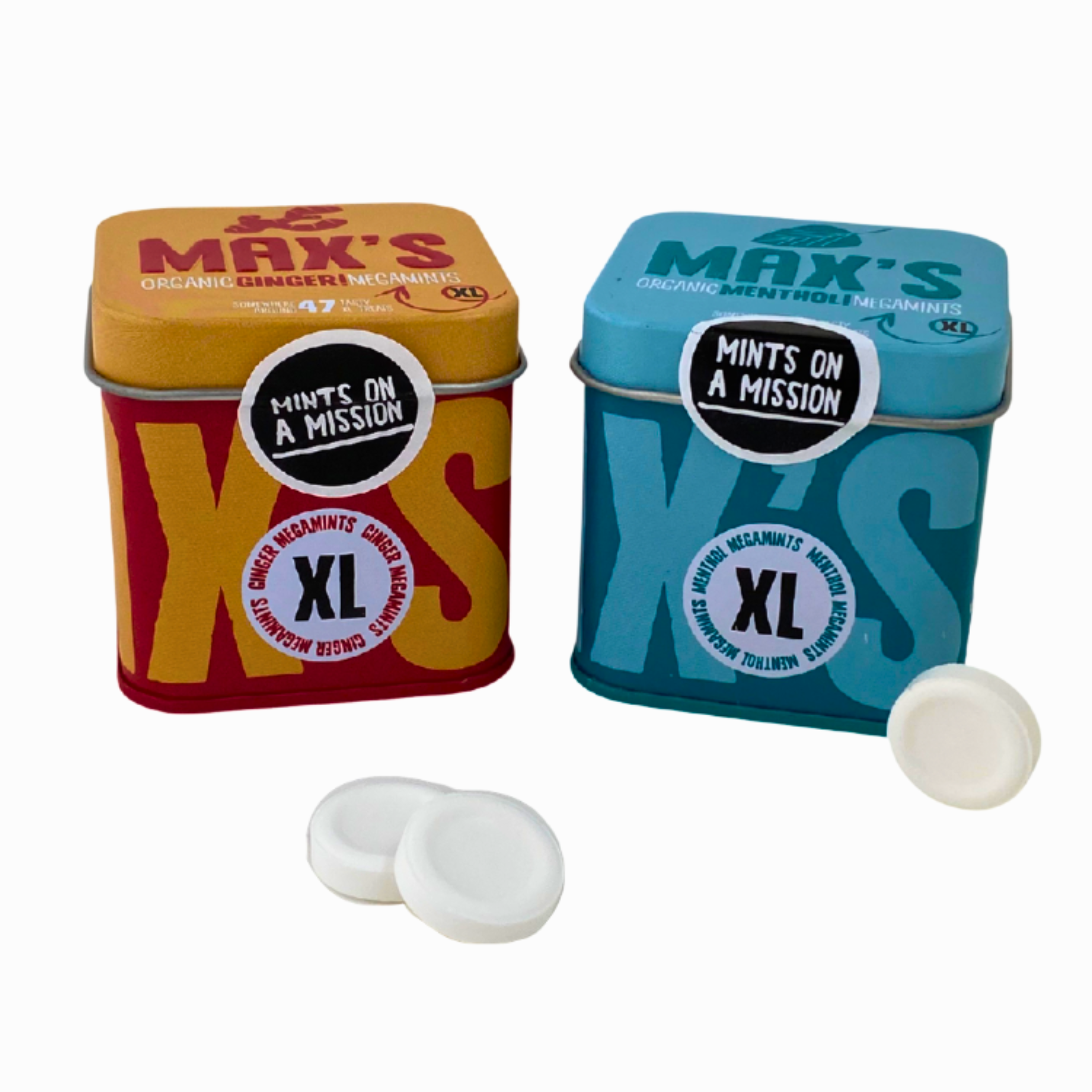 Max's Organic Mints - Mega Mints: Set van 2 doosjes muntjes in verschillende smaken