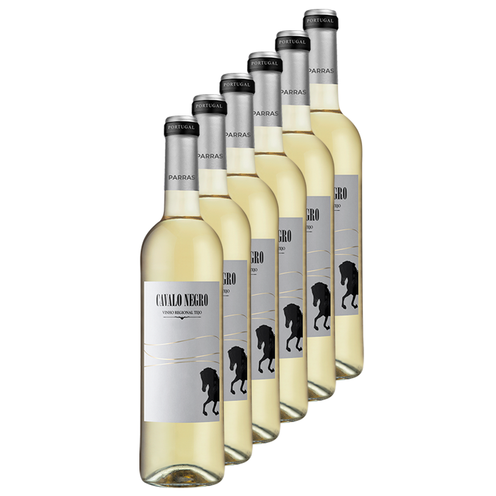 Doos (6 flessen) Cavalo Negro branco / wit