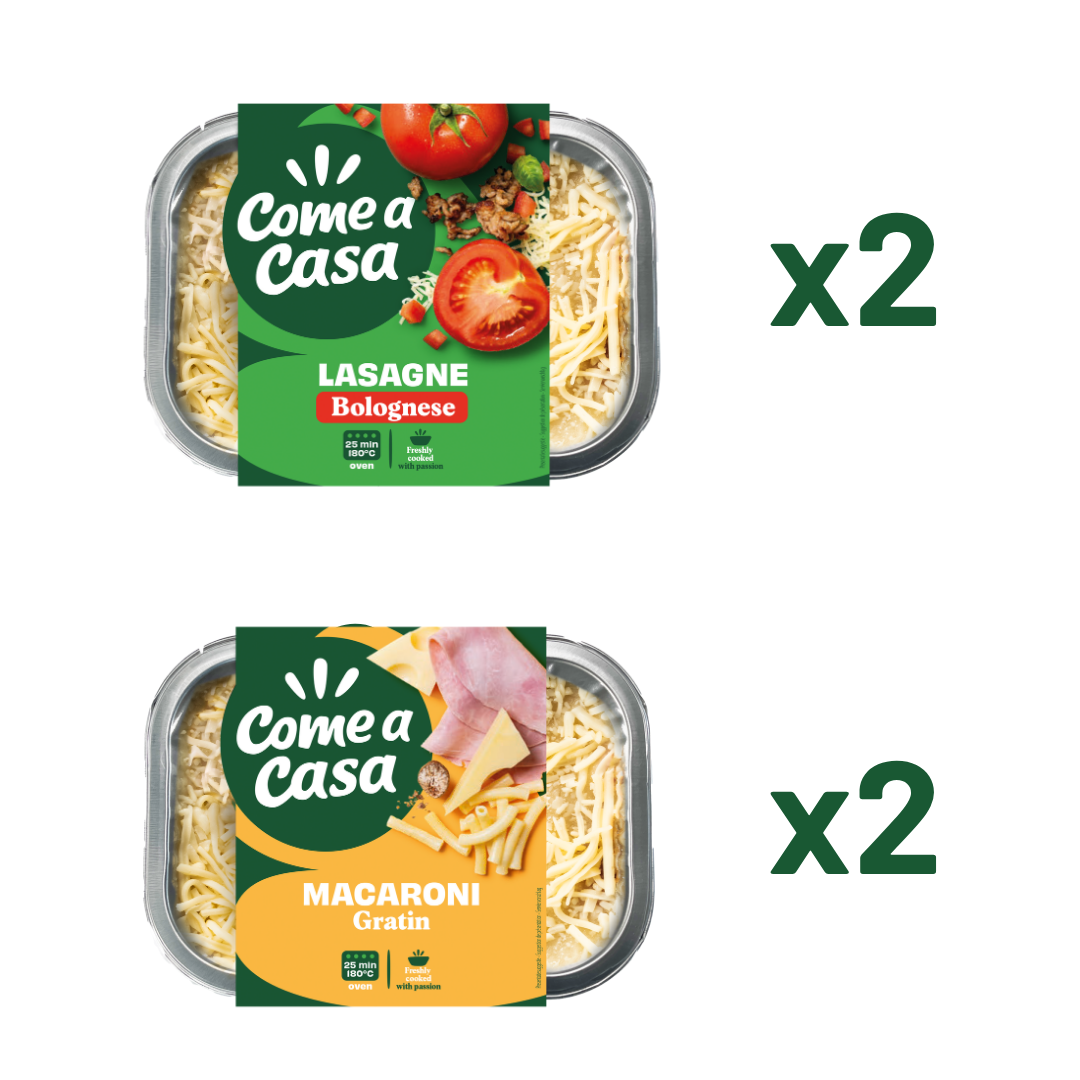 Lasagne bolognese 400g x2 + Macaroni gratin 400g x2