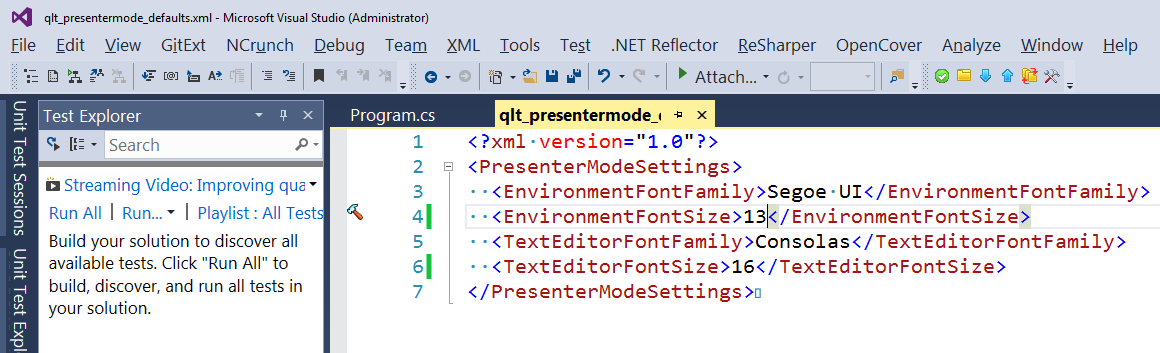 My default presentation mode font settings.