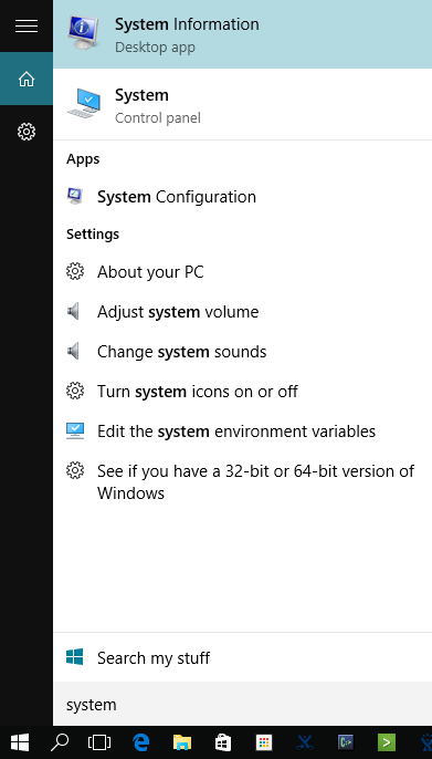 Search for System Information using Windows Search.