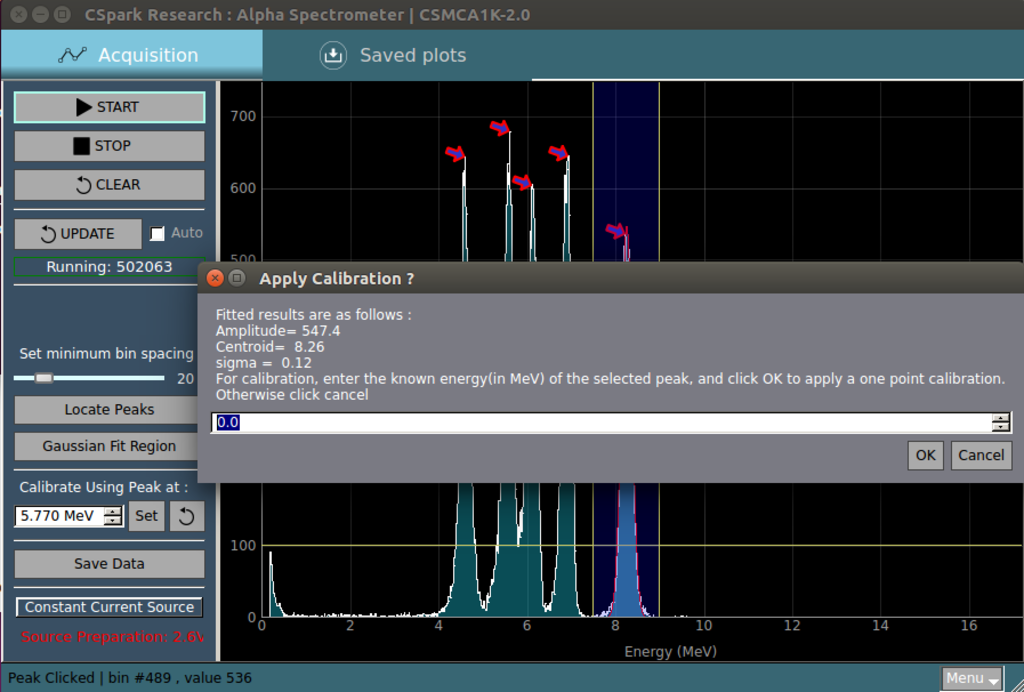 Calibration against known peak energies
