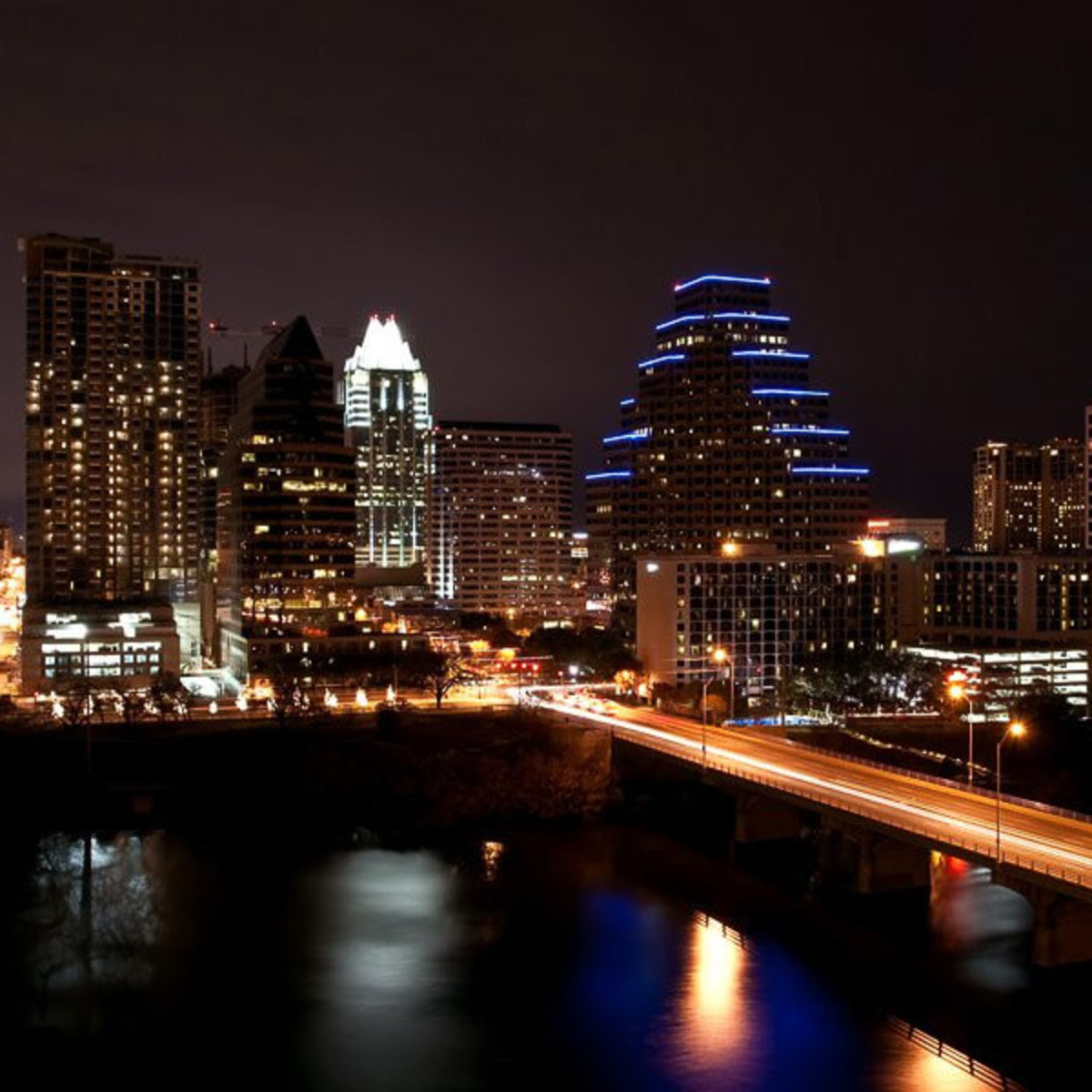 Austin skyline downtown at night