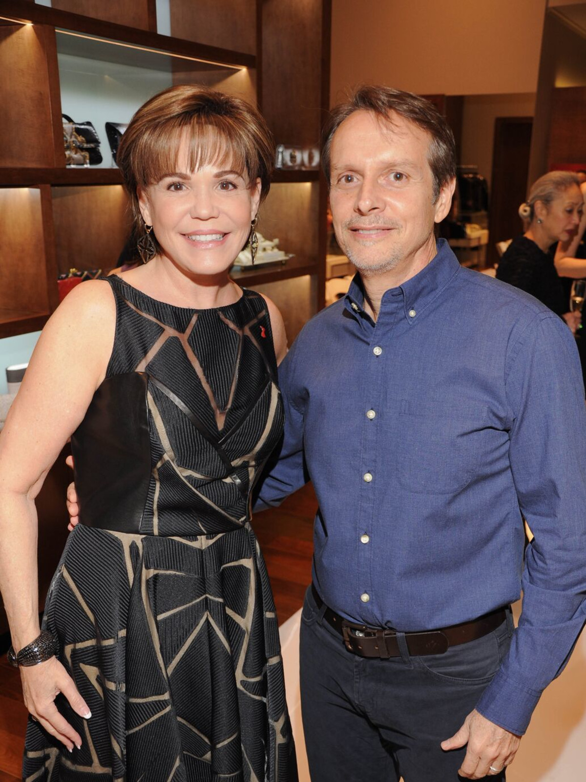 Hallie Vanderhider and Liancarlo designer Carlos Ramirez at American Heart Association show at Elizabeth Anthony