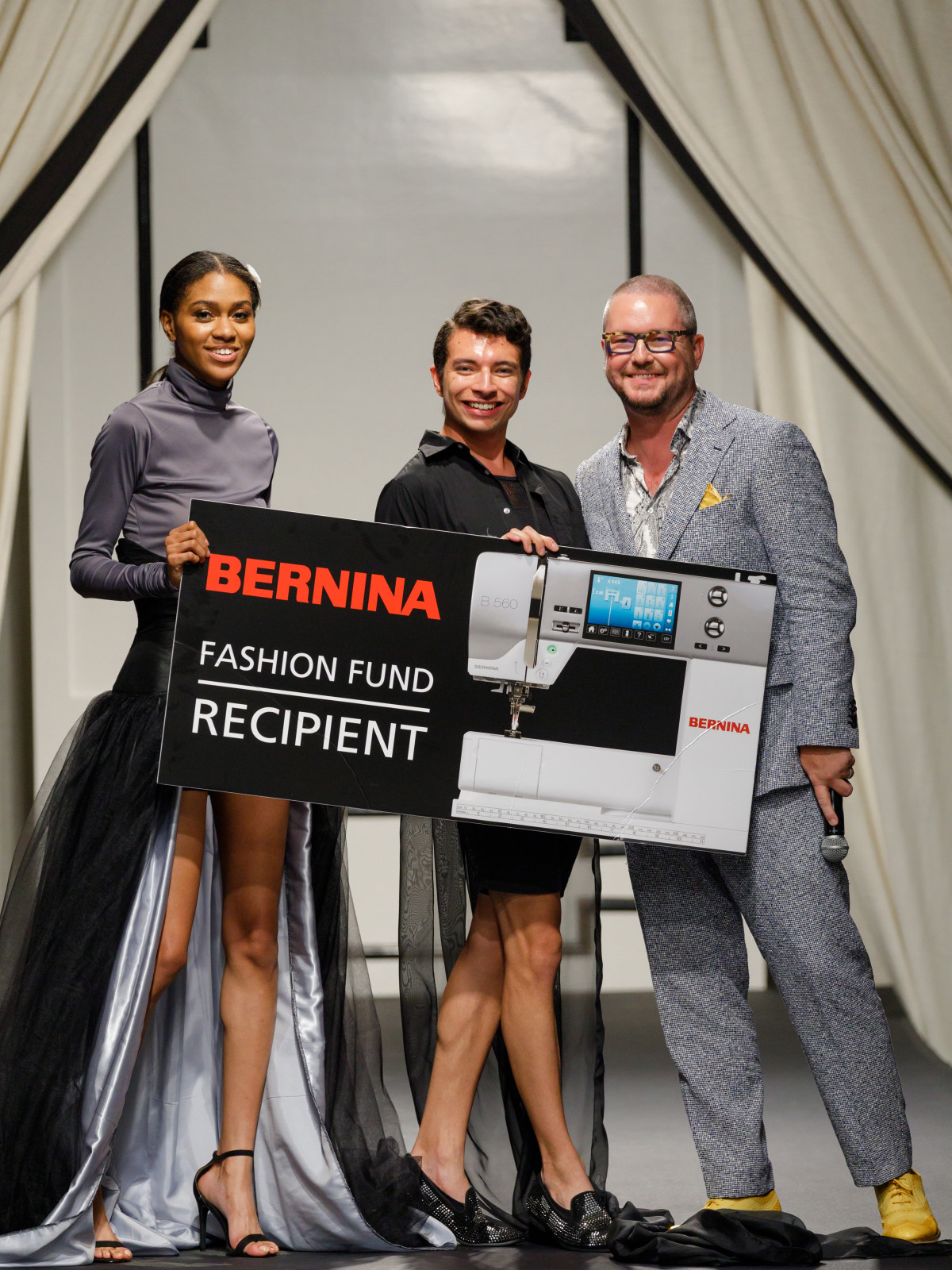 Alan Gonzalez of Alantude wins the Bernina Fashion Fund award at Fashion X Houston