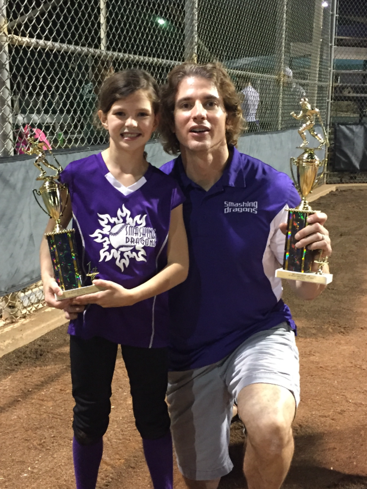 Chris McDowell and daughter at softball