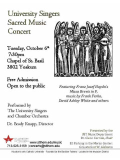University of St. Thomas University Singers Sacred Music Concert