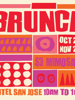 flyer for brunch at Hotel San Jose courtyard