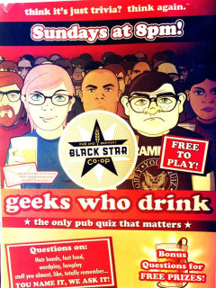 Geeks Who Drink beer trivia poster at Black Star Co-op