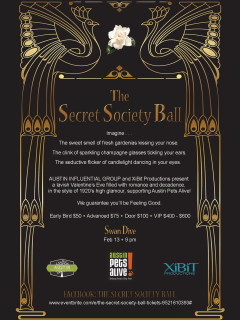 poster for the Secret Society Ball 2014 benefiting Austin Pets Alive