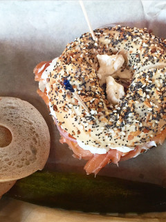 Toasted bagel and lox