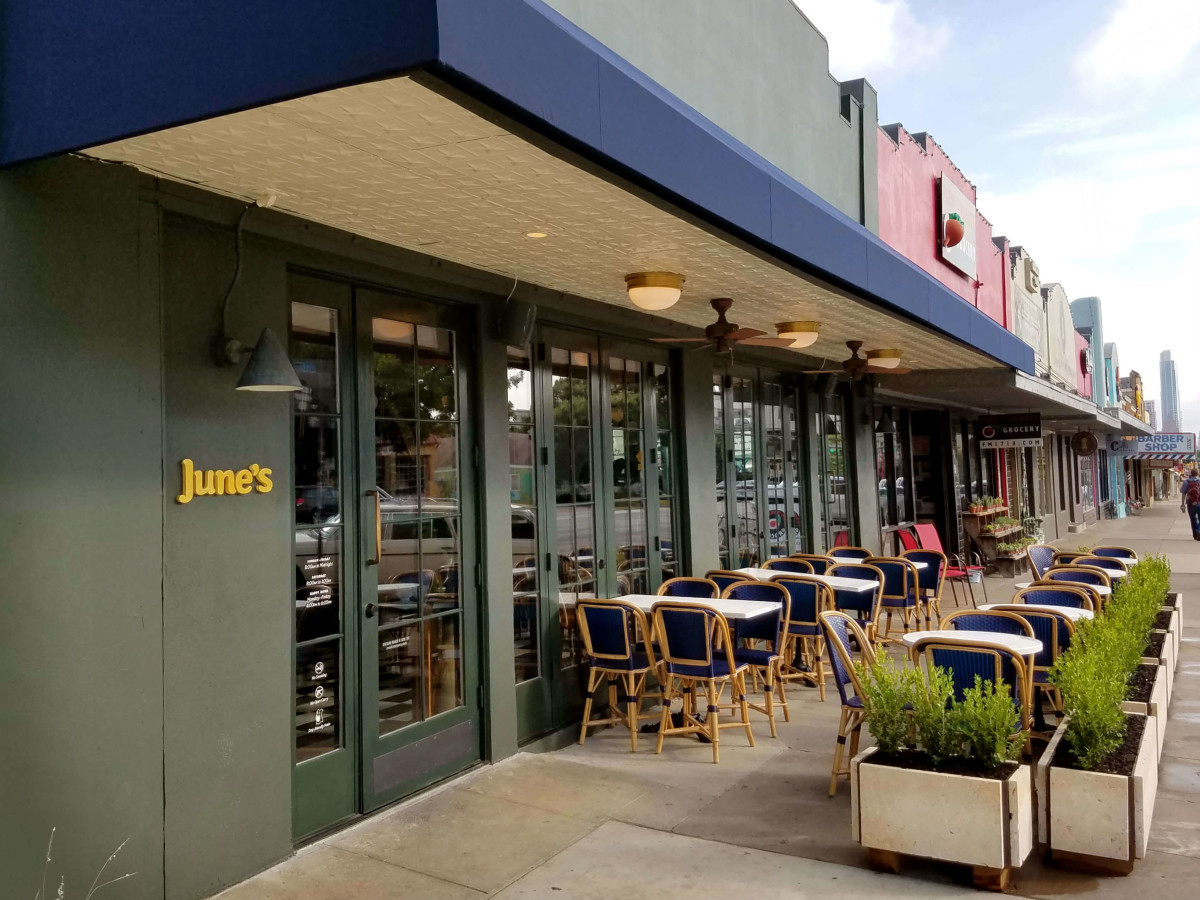 June's All Day restaurant Austin South Congress Avenue SoCo exterior patio