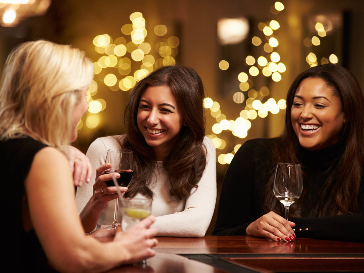Women drinking wine