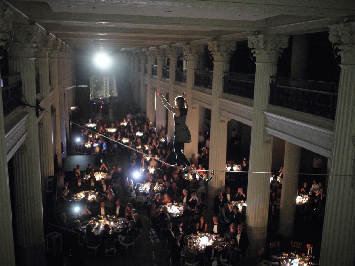 Denali Foundation Gala, Faith Dickey on high wire