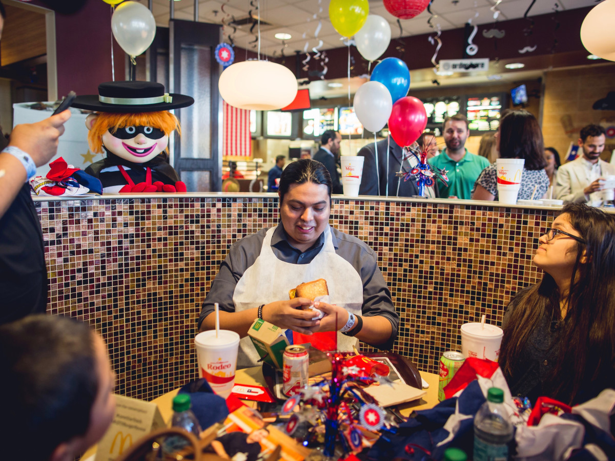 Joseph Pena winner of McDonald's contest with Lone Star Stack