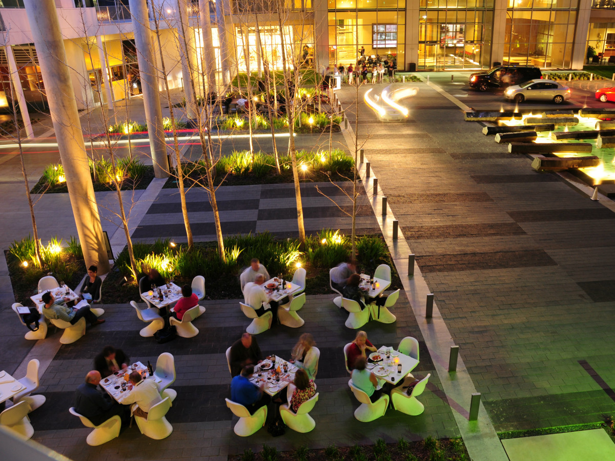 One Arts Plaza at night