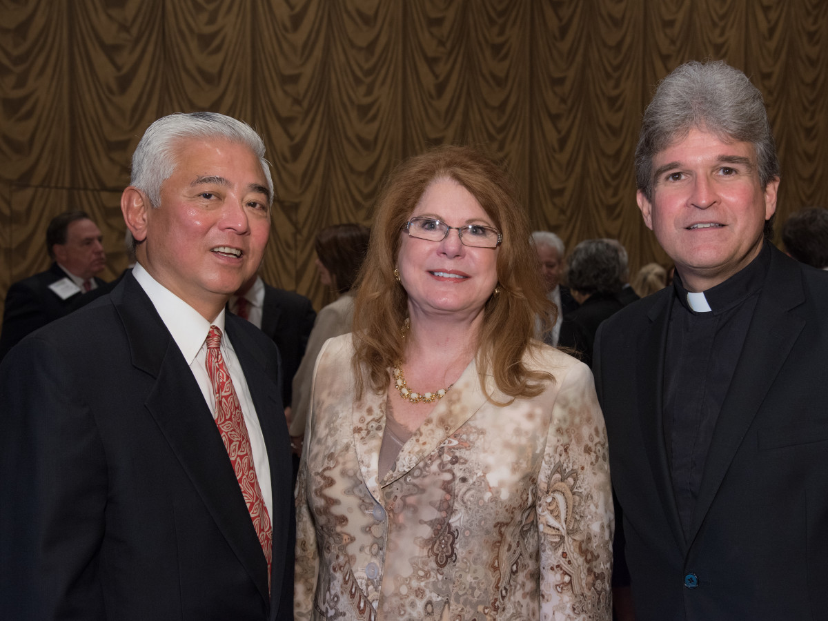 Center for Houston's Future luncheon, March 2016, Michael Jhin, Joni Baird, the Rev. Frank Rossi