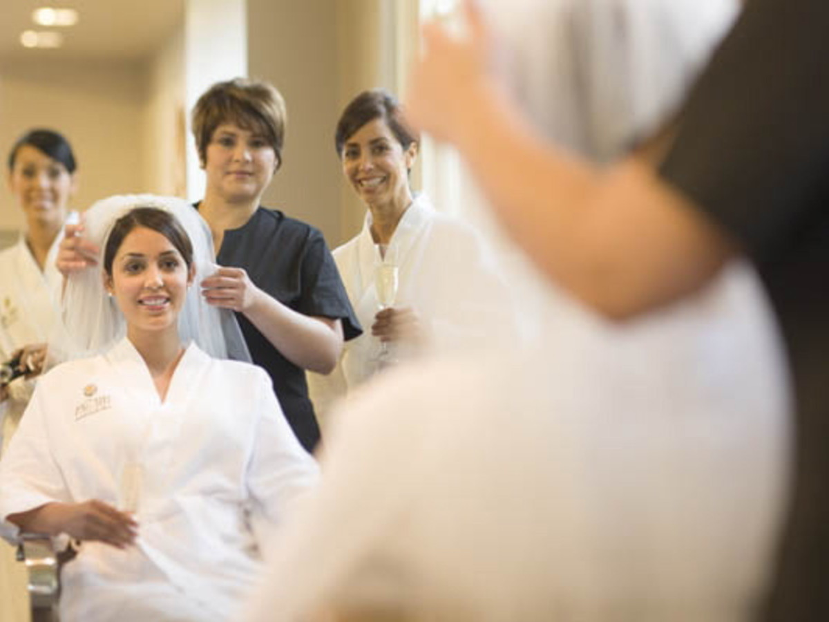 Spa at Hotel Galvez wedding bride