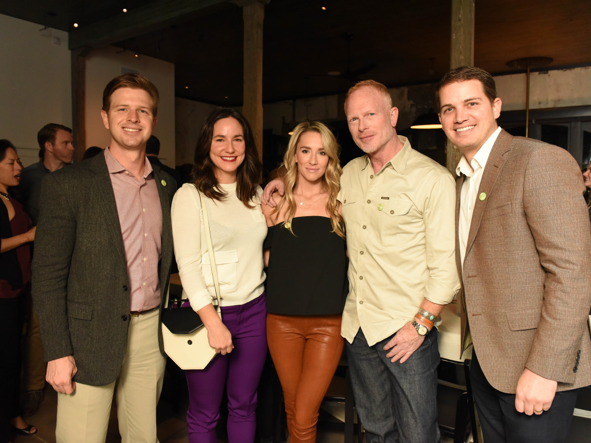 News, Pier & Beam party, Dec. 2015, chair Rob MacAskie, Kelly Barnhart, chair Emily Burke, Blair Gordon, chair Ed Persia.