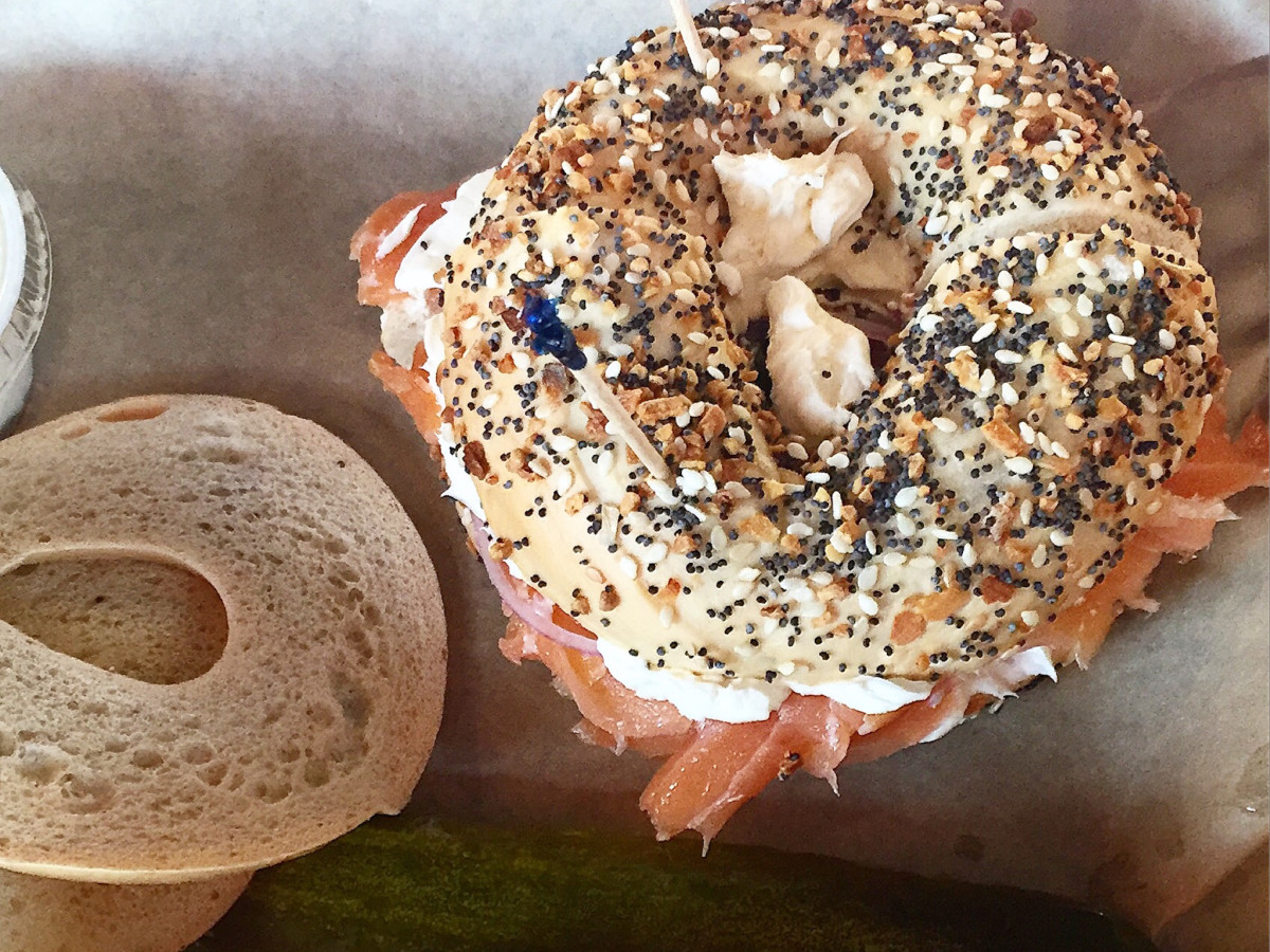 Toasted bagel and lox