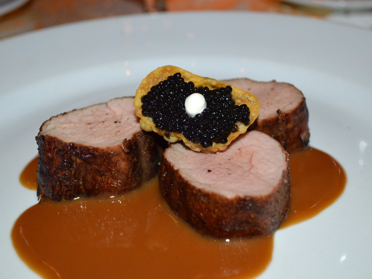 News, Shelby, Tony's 50th, Nov. 2015, Medallions of Veal with caviar