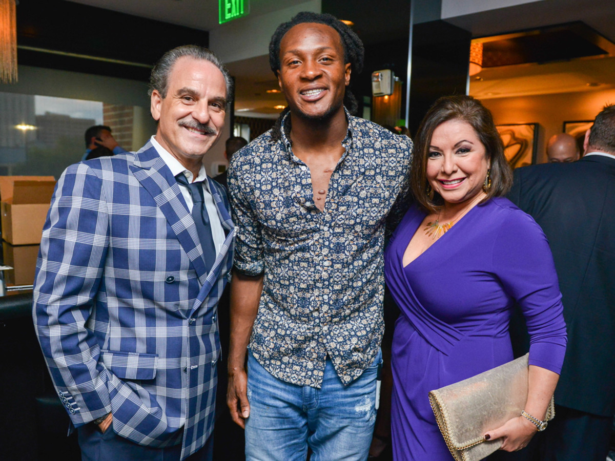 Arian Foster charity dinner Morton's Ben JonesRudy Festari, DeAndre Hopkins, Debbie Festari