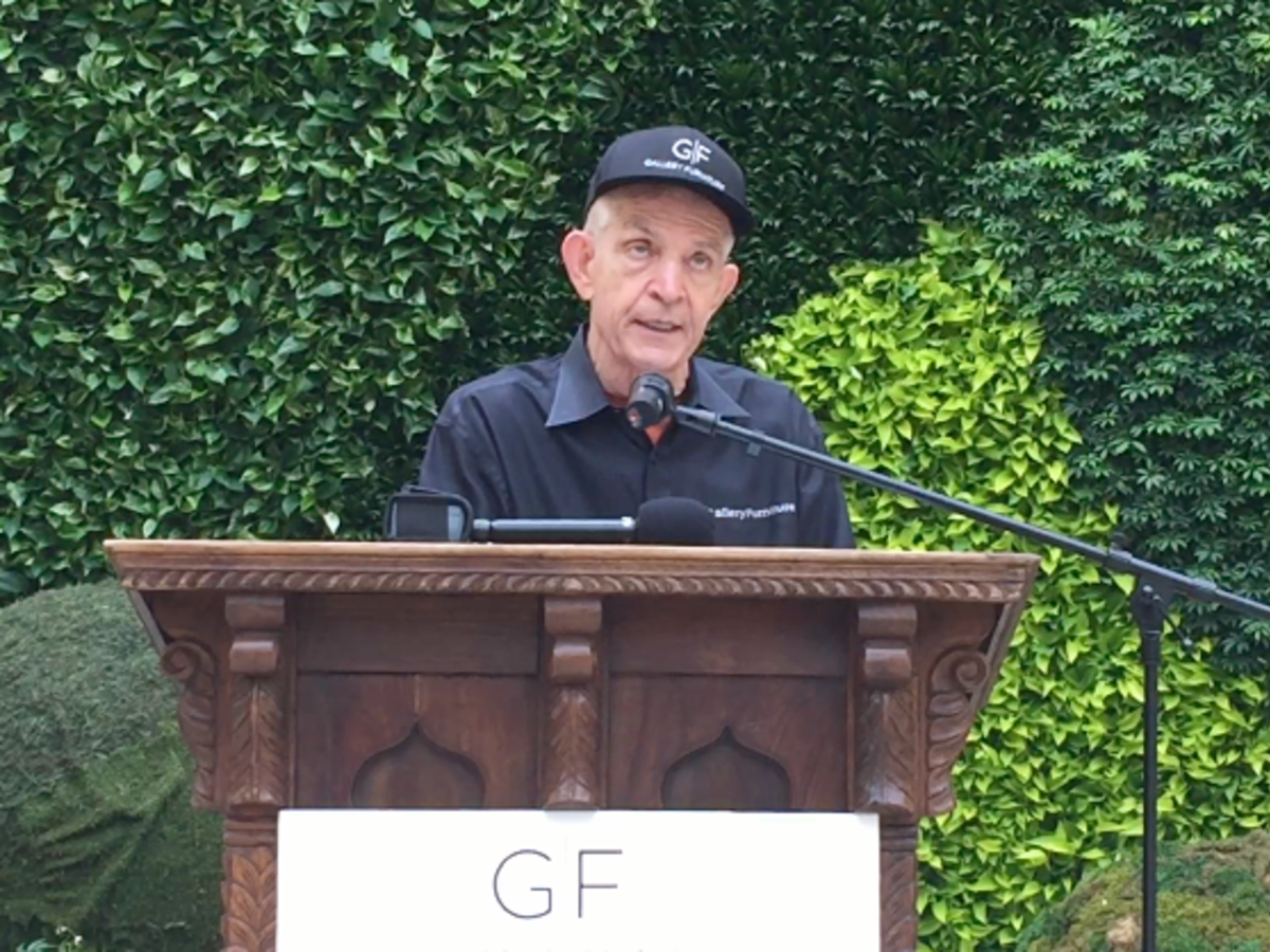 Houston, Gallery Furniture Grand Parkway Opening, June 2015, Jim McIngvale speaking