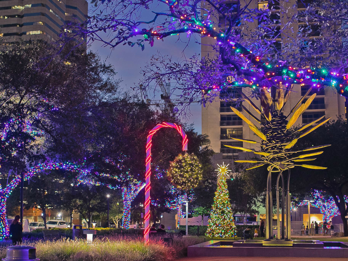 Mistletoe ball at Houston's Market Square Park