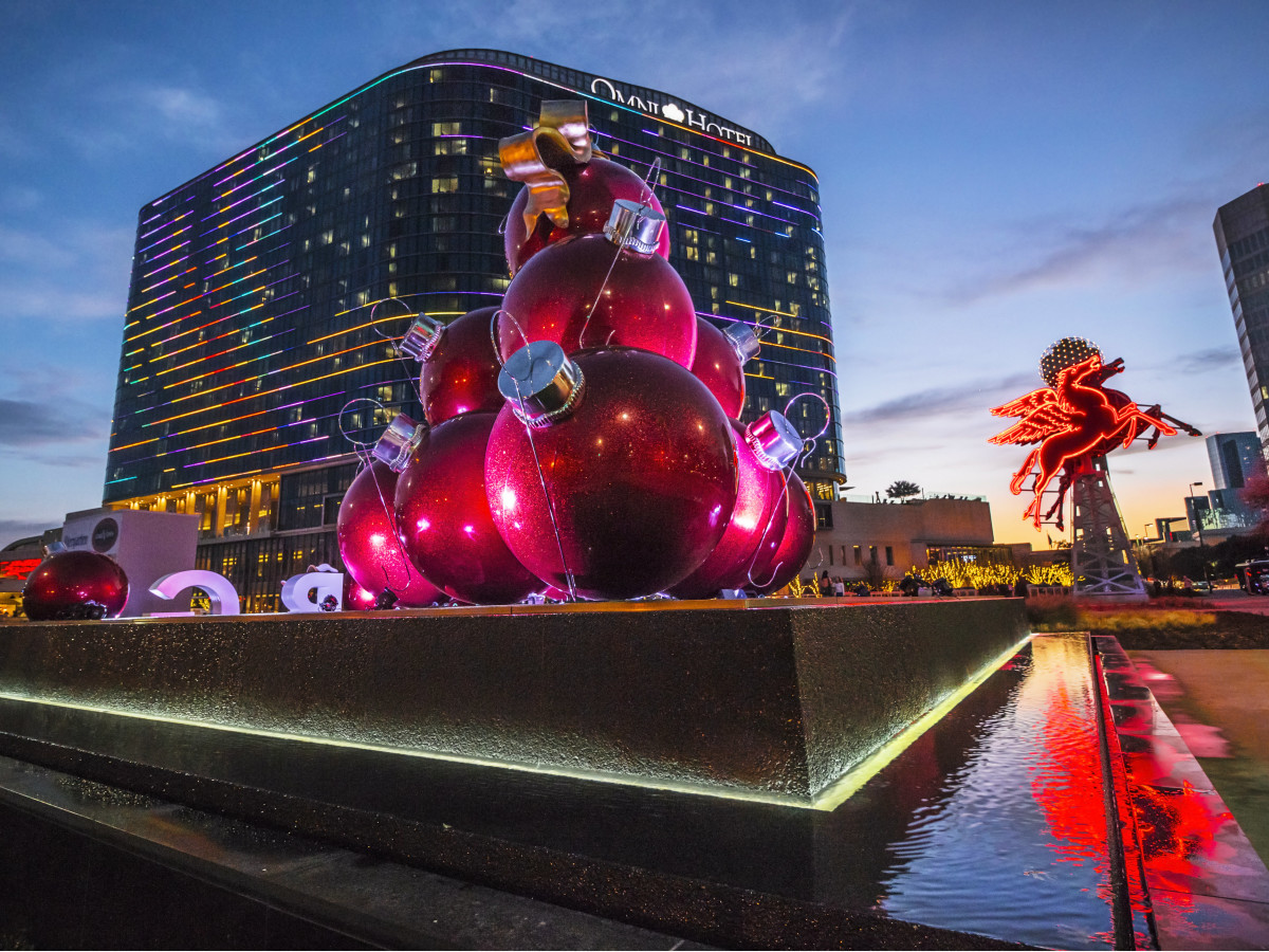 Omni Dallas hotel with Christmas decorations