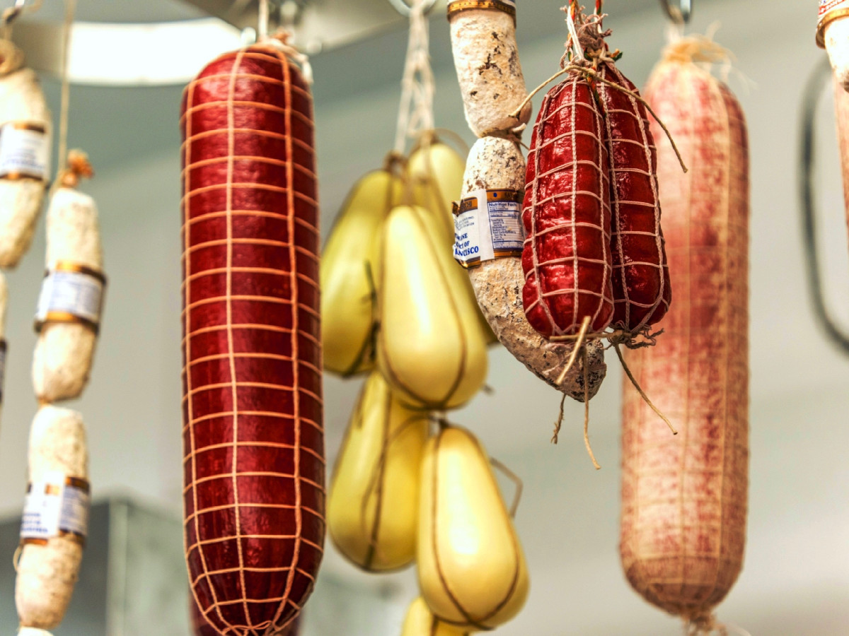 Italian American Grocery Heights hanging meats and cheeses