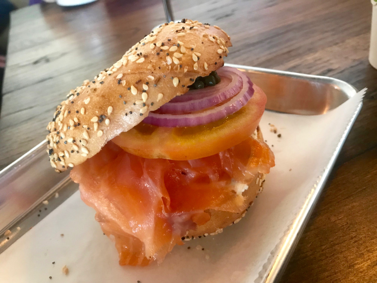 Golden Bagels & Coffee lox bagel sandwich
