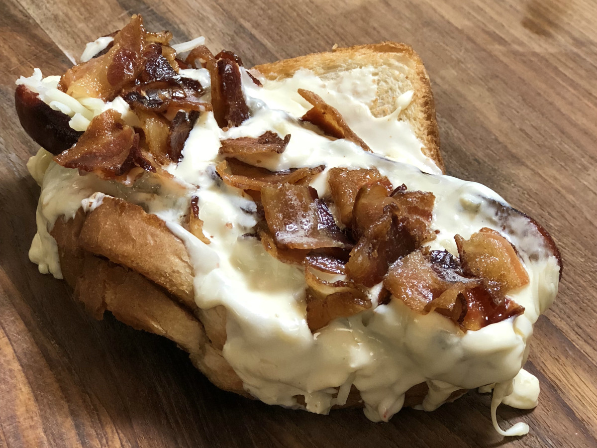 grilled cheese bacon hot dog