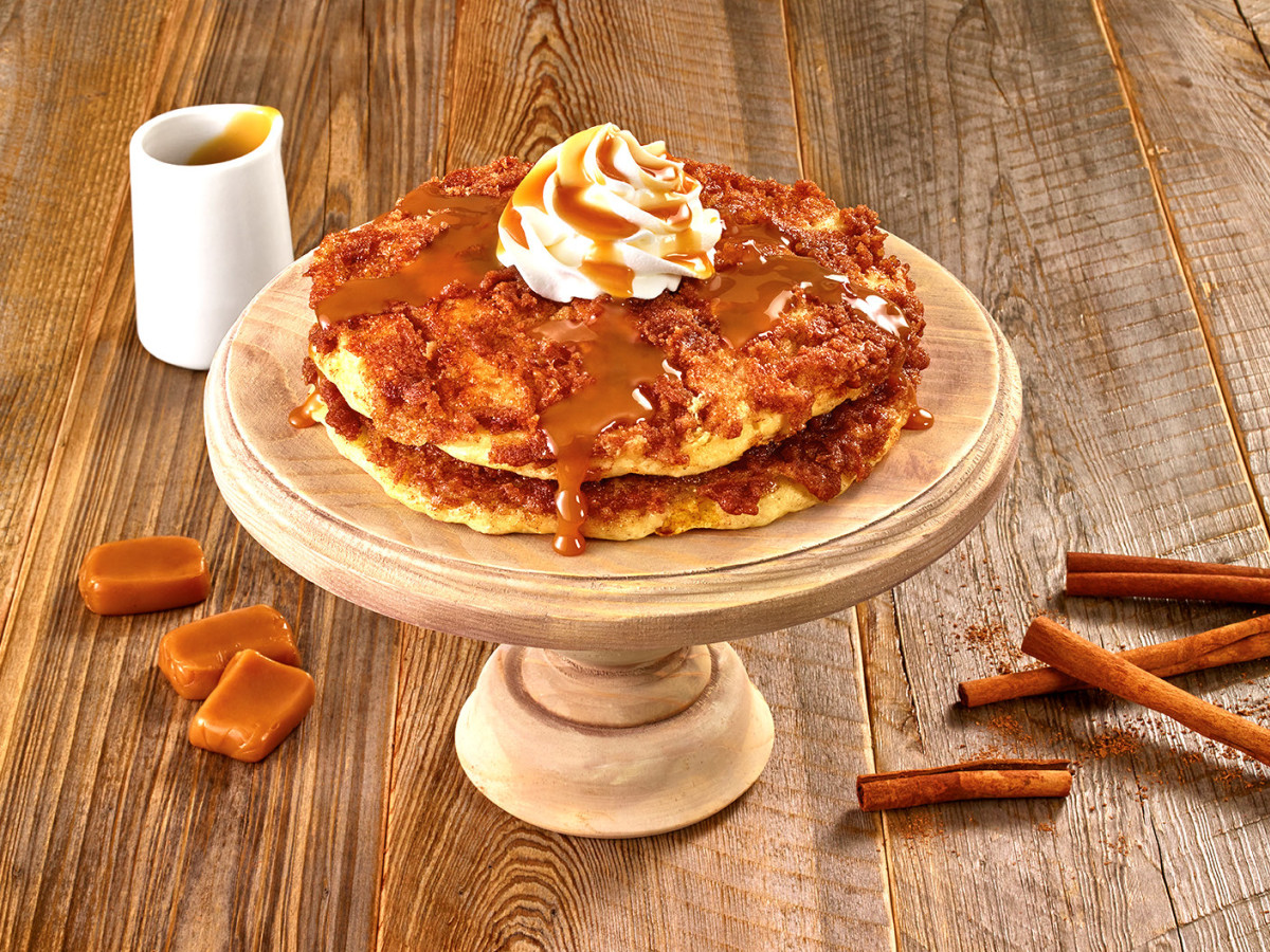 Denny's dulce de leche pancakes perfect for breakfast or latenight