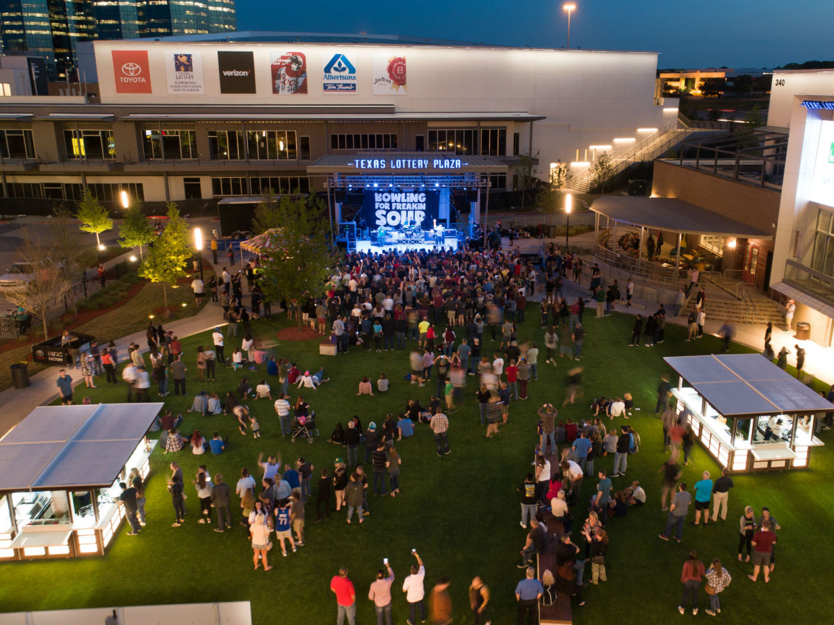 Band playing at Texas Lottery Plaza