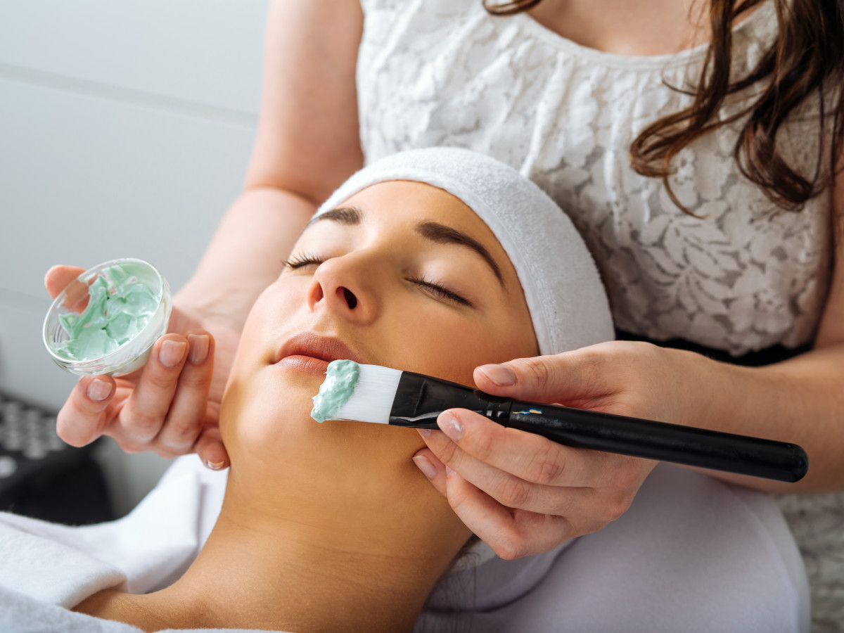 Women receiving a facial