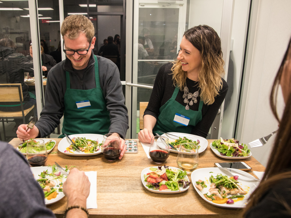 People taking a cooking class
