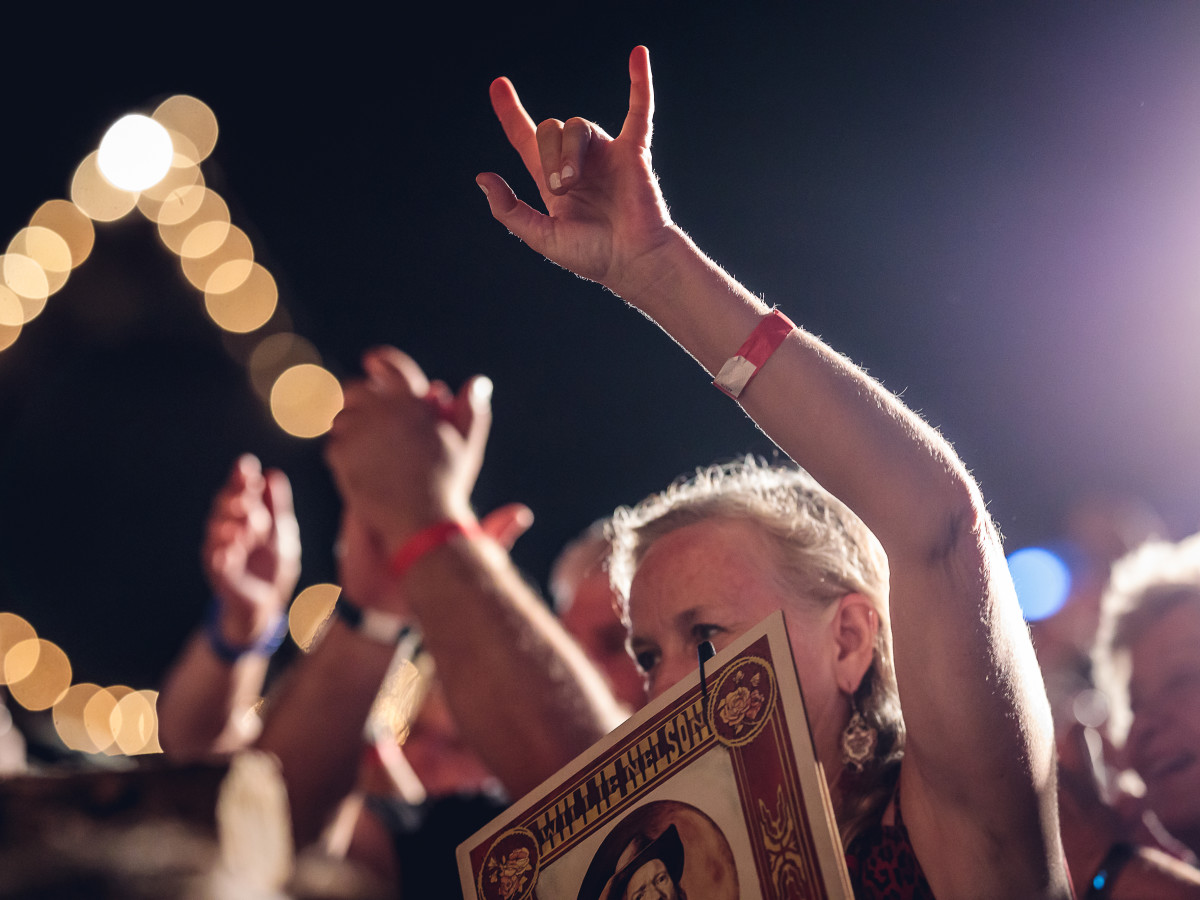 Luck Cinema Willie Nelson sign and fans