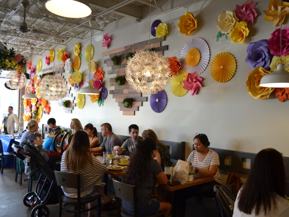 Dandelion Cafe flower art installation