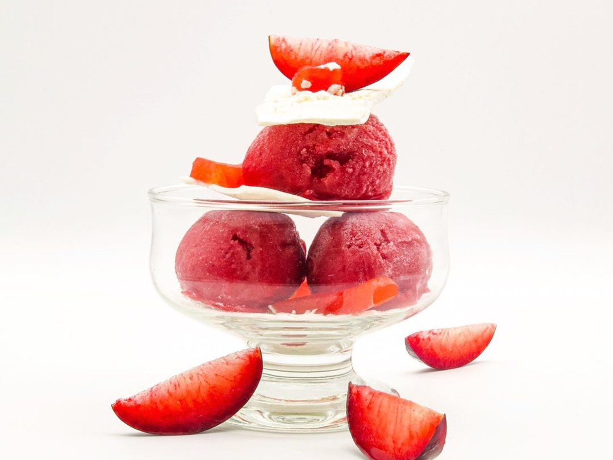 Koffeteria watermelon and plum jam sorbet