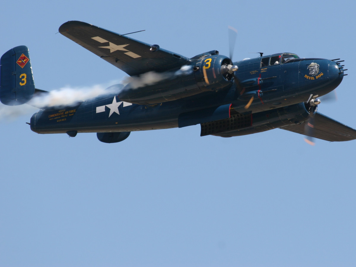 B25 Devil Dog bomber warplane vintage