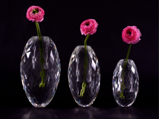 Veritas Glass Diamond Faceted Egg Vases