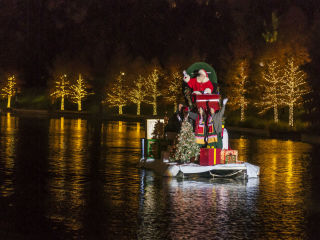 Santa on the Woodlands Waterway