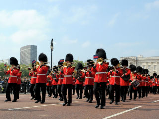 The Band of the Royal Marines and the Pipes and Drums of the Scots Guards