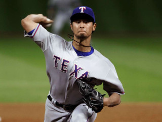 Yu Darvish pitches for the Texas Rangers