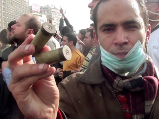 film Uprising with protester during Egyptian Revolution