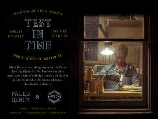 flyer to meet Richard Cole of Paleo Denim at HELM boots