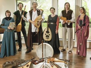 Austin Troubadours with historical instruments in period dress