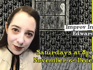 poster for Hideout Theatre's A Bedtime Gorey with performer in makeup